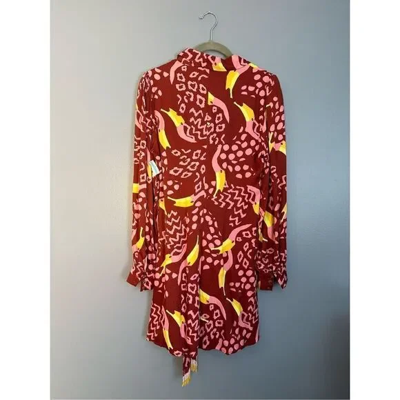 NWT - FARM Rio - Toucanissimo Long Sleeve Wrap Mini Dress - XS - Picture 6 of 7